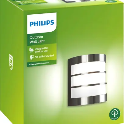 Applique Philips Calgary E27 1×60W IP44 acier fin 