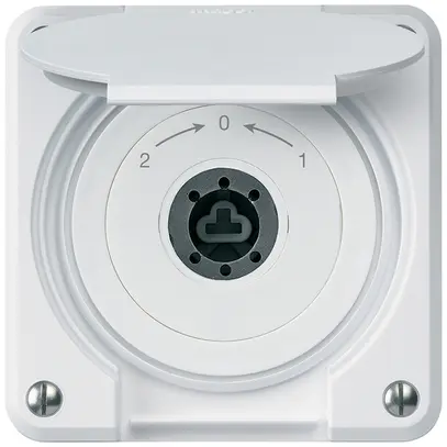 Contatto rotativo a chiave INC robusto IP55 bianco con coperchio s.cilindro inv. 