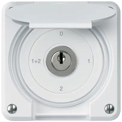 UP-Schlüsselschalter robusto IP55 mit Klappdeckel S1/1P weiss 