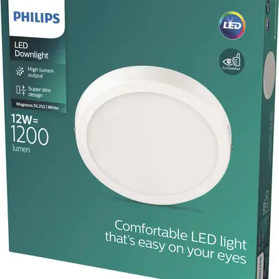 Downlight LED AP Philips Slim Surface 12W 1200lm 827 110° Ø210mm bianco 