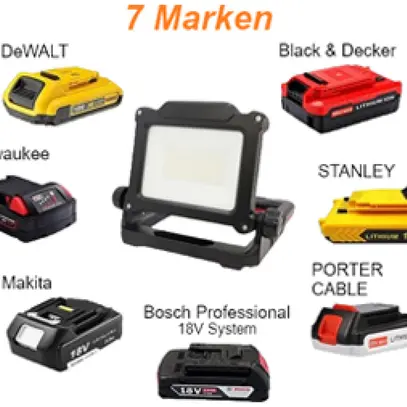 Lampe de travail à LED ELBRO avec 4 adaptateurs d'accu 30W 3500lm 5000K IP44 no. 