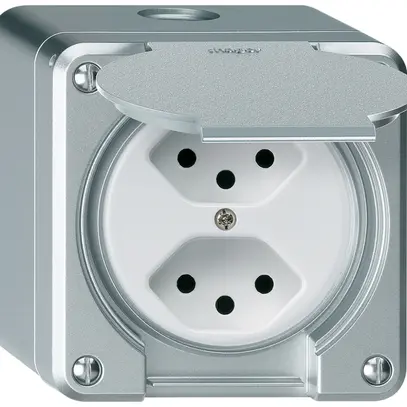 Prise AP robusto 2×type 13 aluminium 
