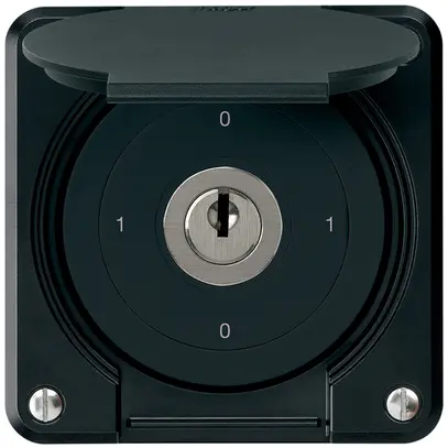 Interruttore a chiave INC robusto IP55 con copertura S0/2P nero 