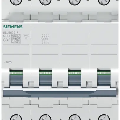 Leitungsschutzschalter Siemens SENTRON 5SL6 4P 400V C 32A 6kA 4TE 