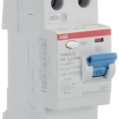 Interrupteur différentiel ABB 30mA 25A 1P+N F202A-25/0.03 