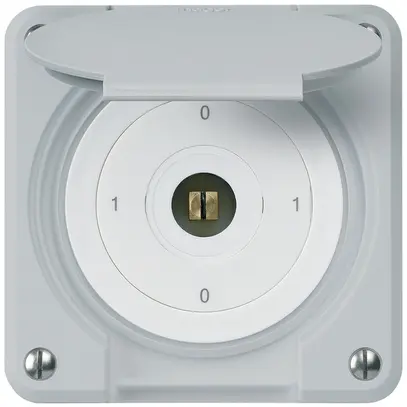 Interrupteur à clé carrée ENC robusto IP55 avec clapet S0/1P gris 