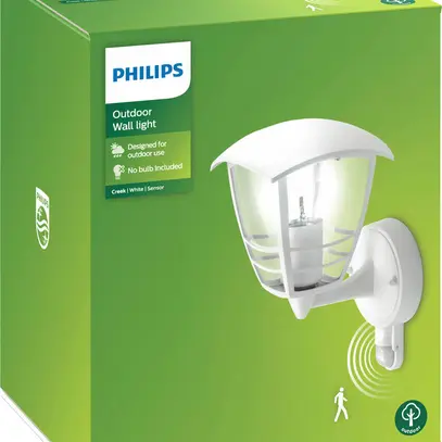 Applique à bras Creek en haut PIR 60W E27 IP44 blanc 