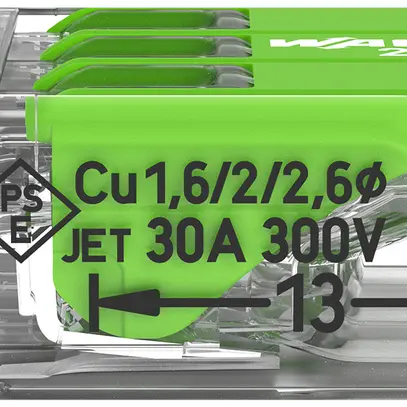 Borne de connexion WAGO Green Range 3L 0.5…6mm² avec levier vt transparent 