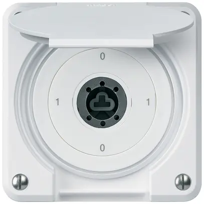 Interruttore a chiave INC robusto IP55 con copertura senza cilindro S0/2P bianco 