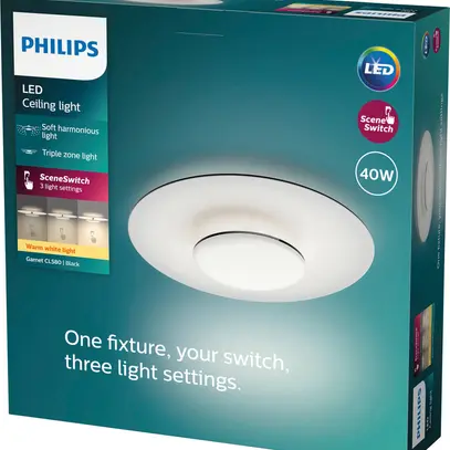 LED-Deckenleuchte Philips Garnet 40W 4200lm 2700K Ø500mm schwarz 