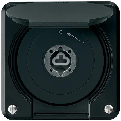 Contact pivotant à clé ENC robusto IP55 noir avec clapet sans cylindre 2P 