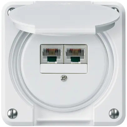 Scatola di raccordo INC robusto IP55 bianco 2×RJ45/s CUC separate 