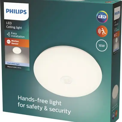 Plafonnier LED Philips Mauve PIR 16W 1900lm 4000K Ø320mm blanc 