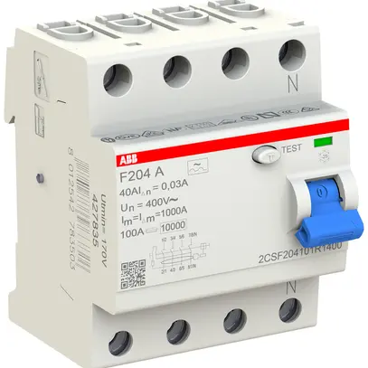 Interrupteur différentiel ABB 30mA 40A 3P+N F204A-40/0.03 