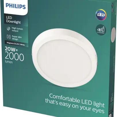 Downlight LED AP Philips Slim Surface 20W 2000lm 827 110° Ø286mm bianco 