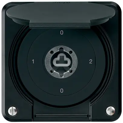 Interruttore a chiave INC robusto IP55 con copertura senza cilindro S2/1P nero 