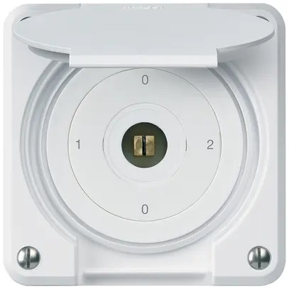 Interrupteur à clé carrée ENC robusto IP55 avec clapet S2/1P blanc combi 