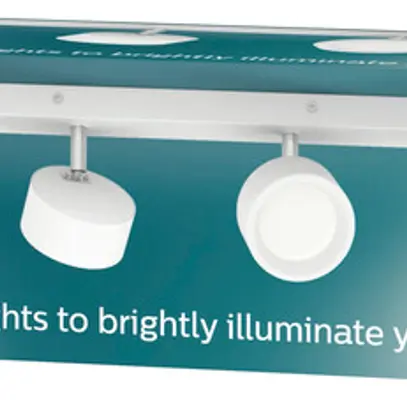 Spot LED Philips Bracia 22W 2200lm 2700K 110° 600×80.5mm bianco 4×Spot 