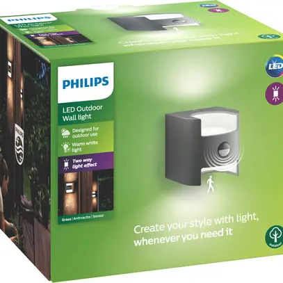 Applique LED Grass PIR 9W 2700K 800lm IP44 antracite 