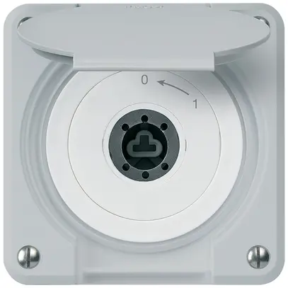 Contact pivotant à clé ENC robusto IP55 gris avec clapet sans cylindre 1P 