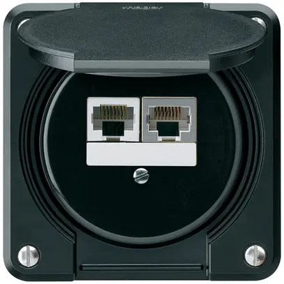 Boîte de raccordement ENC robusto IP55 noir 1×RJ45/s 1×RJ45/u séparés 