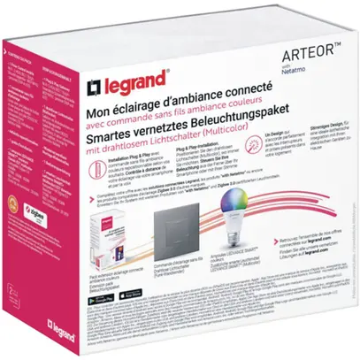 Kit di avvio Legrand Arteor with Netatmo 1×Multicolor 2×3L×2.5mm² 1×LED E27 