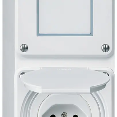Combinazione AP Hager robusto I-I verticale 3/1L+tipo 13, bianco 