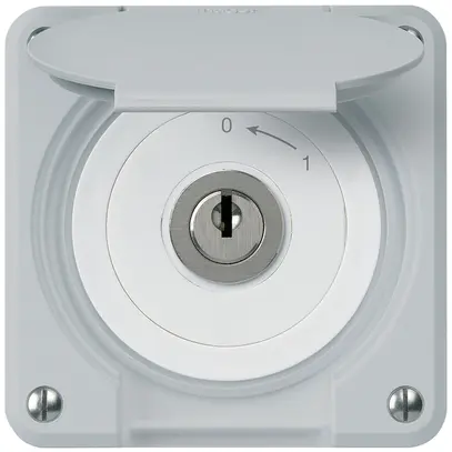 Contact pivotant à clé ENC robusto IP55 gris avec clapet 1P 