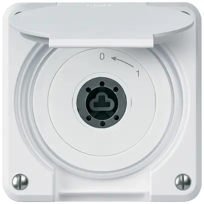 Contact pivotant à clé ENC robusto IP55 blanc avec clapet sans cylindre 2P 