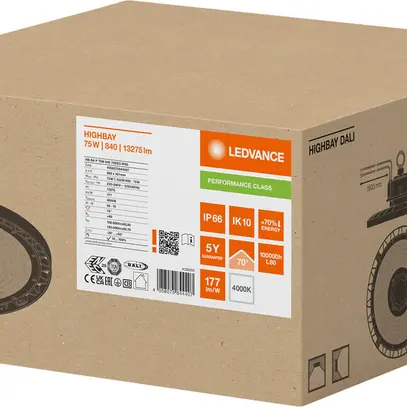 Proiettore capannone LED LEDVANCE HIGH BAY 75W 13275lm 840 IP66 70° DALI Ø280 ne 