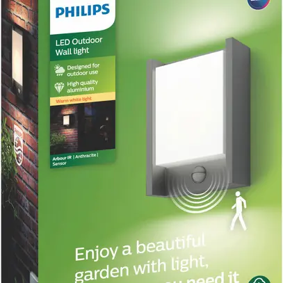 Lampada a muro LED myGarden Arbour 6W 230V 2700K PIR 75×221×166mm IP44 antracite 