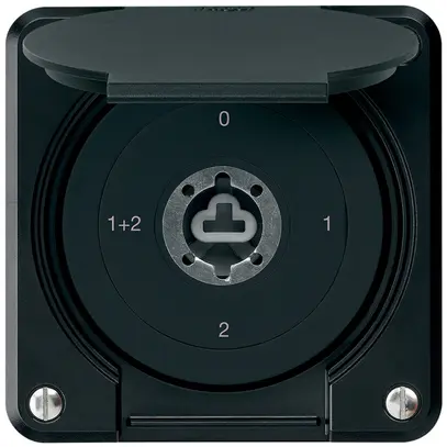 Interruttore a chiave INC robusto IP55 con copertura senza cilindro S1/1P nero 