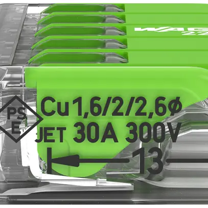 Borne de connexion WAGO Green Range 5L 0.5…6mm² avec levier vt transparent 