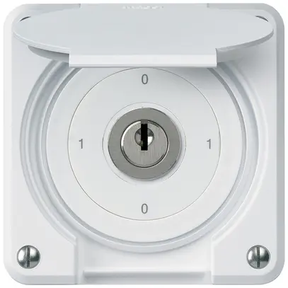 Interrupteur à clé ENC robusto IP55 avec clapet S0/2P blanc 