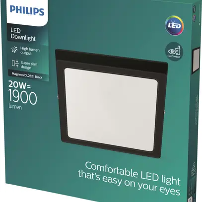 Downlight LED AP Philips Slim Surface 20W 1900lm 827 110° 285×285mm noir 