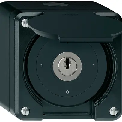 Interrupteur à clé AP robusto IP55 avec clapet S0/3P noir 