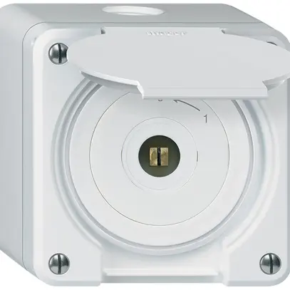 Contact pivotant à clé carrée AP robusto IP55 blanc avec clapet 1P 