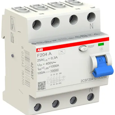 Interrupteur différentiel ABB 300mA 25A 3P+N F204A-25/0.3 