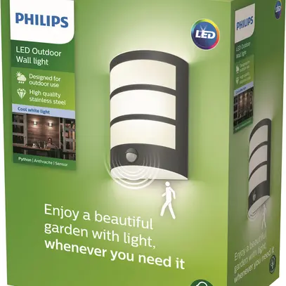 Applique LED Philips Python 6W SEN 500lm 4000K IP44 anthracite 