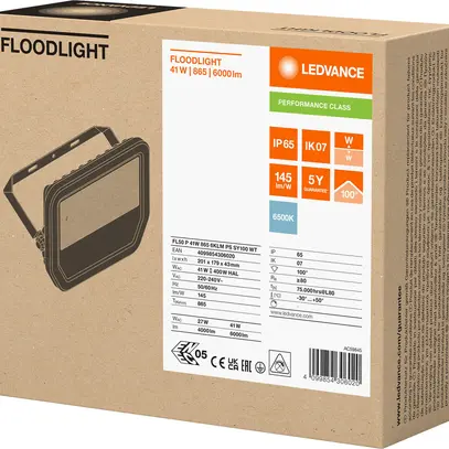 Projecteur LED LEDVANCE FLOODLIGHT50 41W 6000lm 865 IP66 100° 201×43 bc 