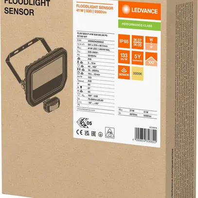 Projecteur LED LEDVANCE FLOODLIGHT50 PIR SEN 41W 5500lm 830 IP65 100° 201×57 bc 