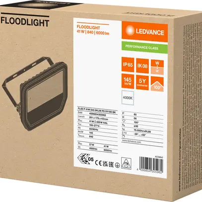 Projecteur LED LEDVANCE FLOODLIGHT50 41W 6000lm 840 IP66 100° 201×43 no 