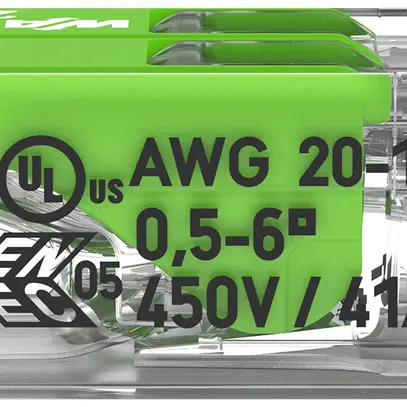 Borne de connexion WAGO Green Range 2L 0.5…6mm² avec levier vt transparent 