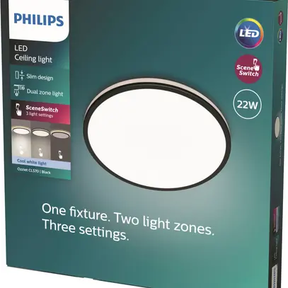 Plafoniera LED Philips Ozziet 22W 2500lm 4000K REG nero 