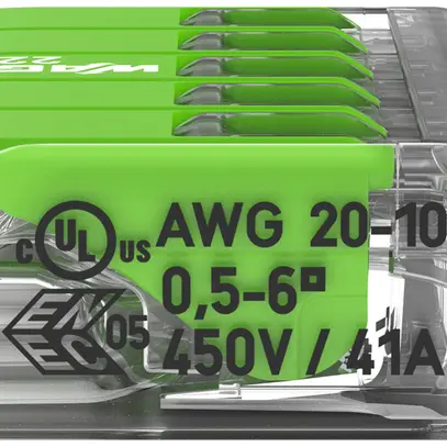 Borne de connexion WAGO Green Range 5L 0.5…6mm² avec levier vt transparent 