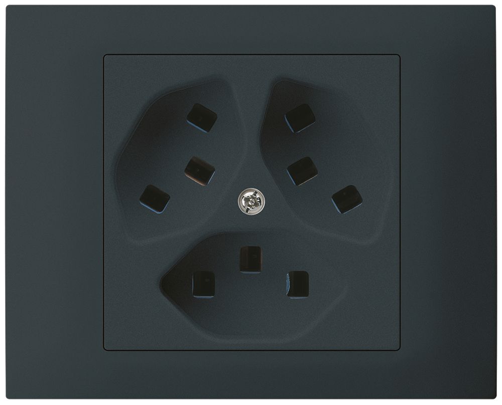 EB-Steckdose kallysto 3×T23 Bauart T m.EB-Dose G3 Abdeckrahmen steckbar schwarz