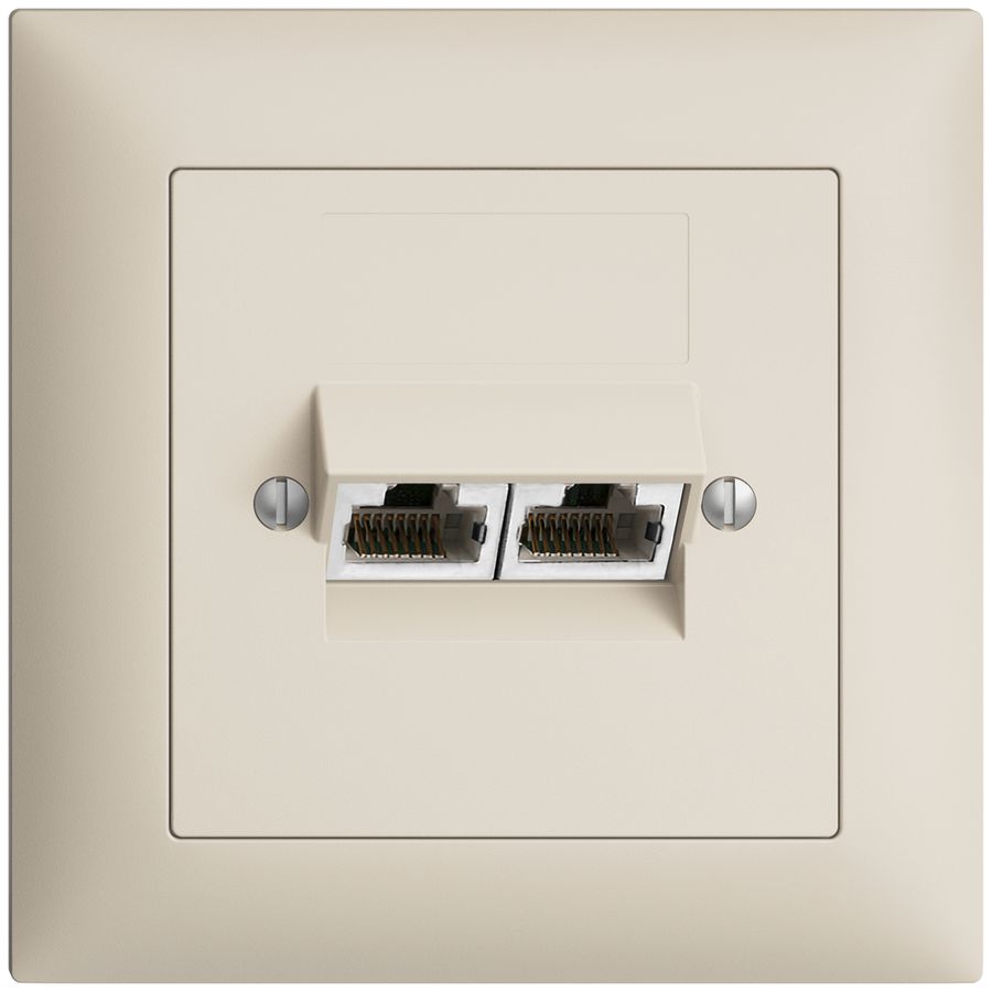 UP-Anschlussdose 2×RJ45/s 4P getr. EDIZIOdue crema ITplus
