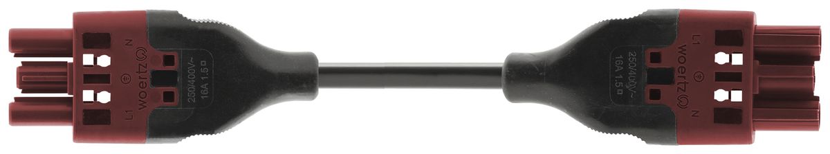 Verbindungsleitung Woertz 49343/C4 3×2.5mm² 250V 20A 10m rt Buchse Stecker Cca