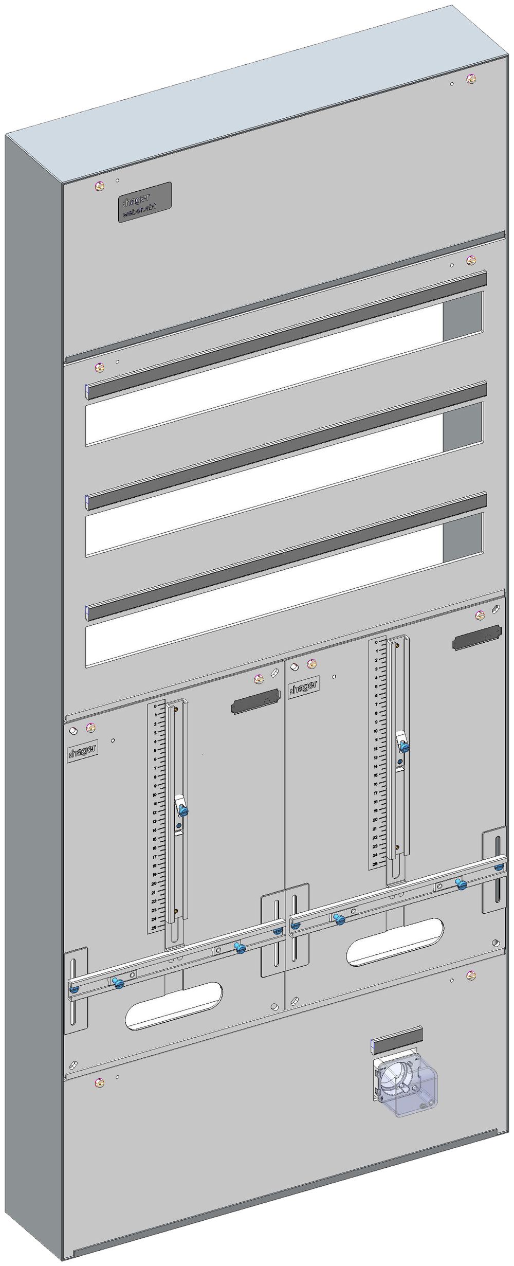 Coffret de distribution AP Hager ABT 2 places pour compteur 3-rangées 506×1219mm