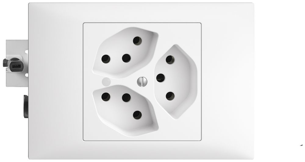 EB-Steckdose EDIZIOdue 3×T13 53mm weiss mit LED grün